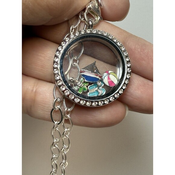 Origami Owl Summer Beach Time Charm Locket Long Necklace - Picture 2 of 5